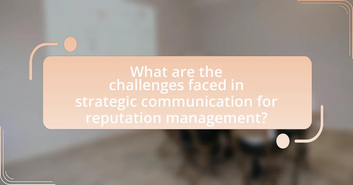 What are the challenges faced in strategic communication for reputation management?