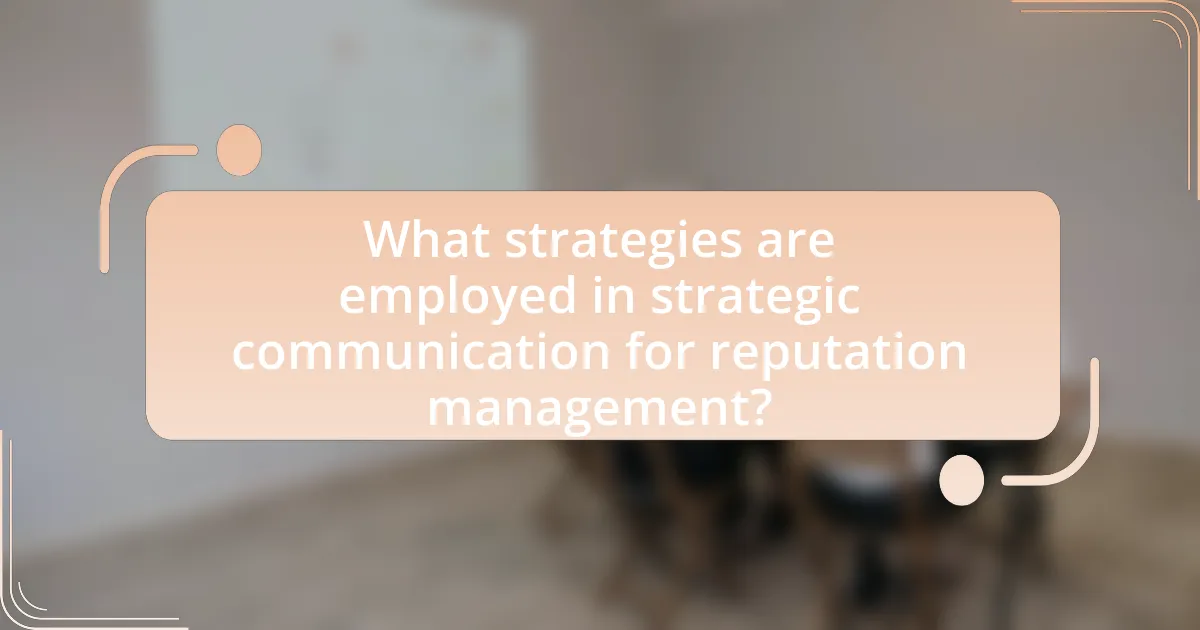 What strategies are employed in strategic communication for reputation management?